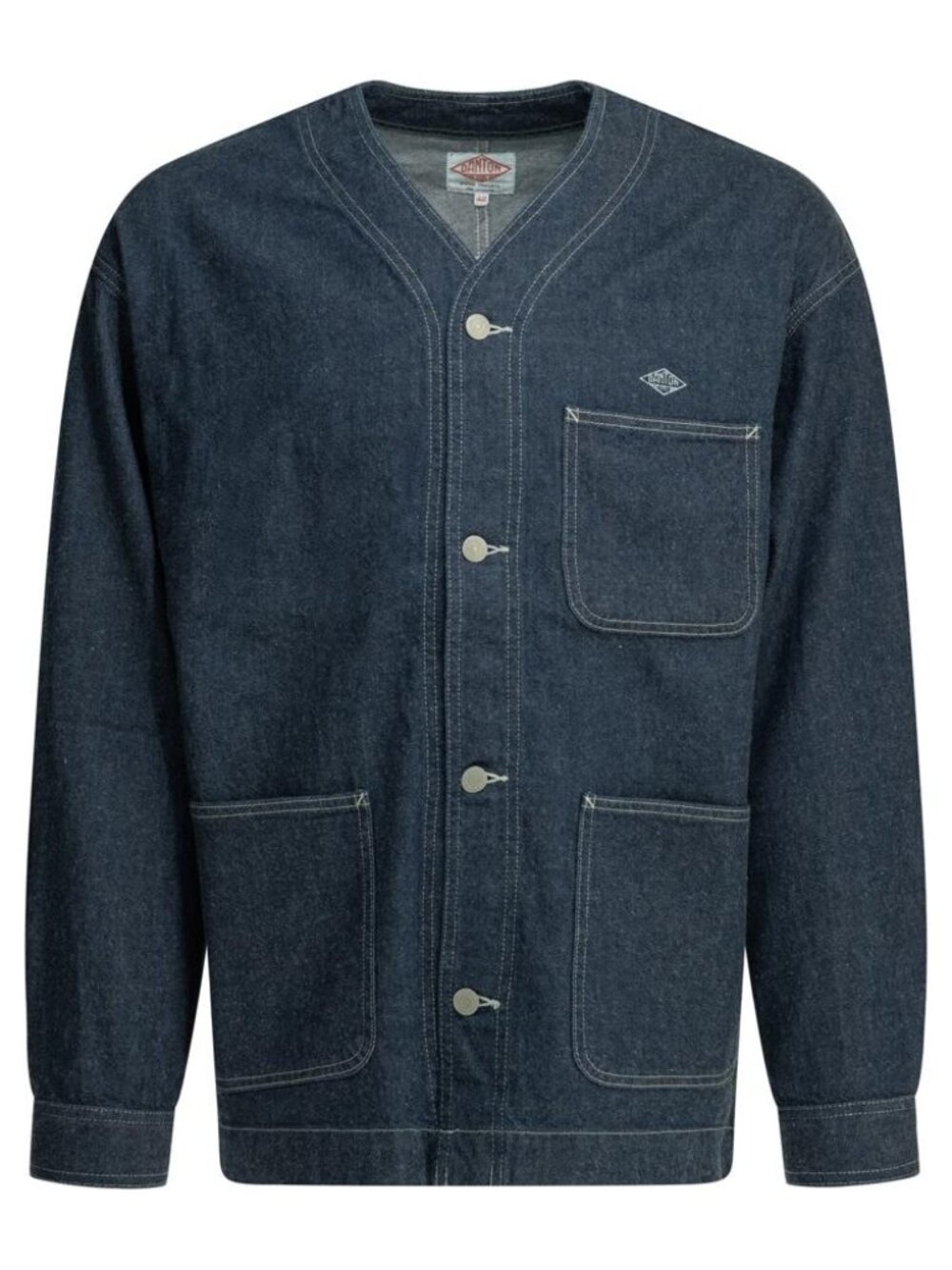 Danton Collarless Denim Jacket Tag Size 44 Men